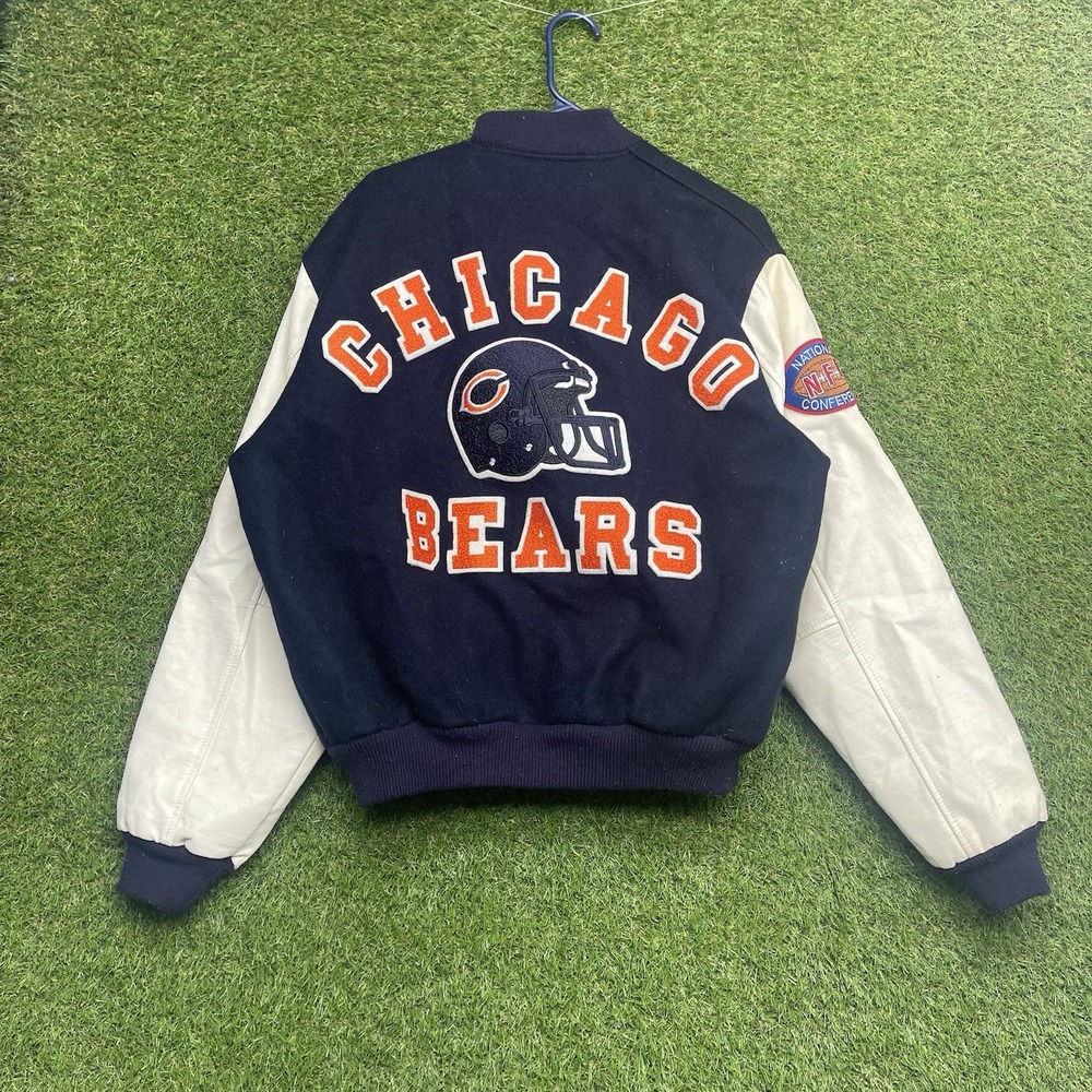 Vintage Chalk Line Chicago Bears Jacket Mens XL Wool Varsity Snap Close Coat 80s